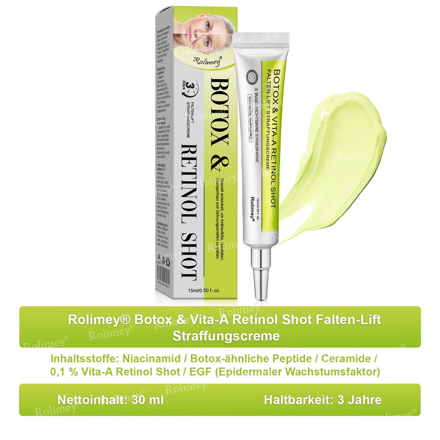 💫💫🍀Jetzt jugendliche Haut zurückgewinnen 💫Rolimey® Botox & Vita-A Retinol Shot Falten-Lift Straffungscreme👩‍🔬LETZTER TAG – 70 % RABATT