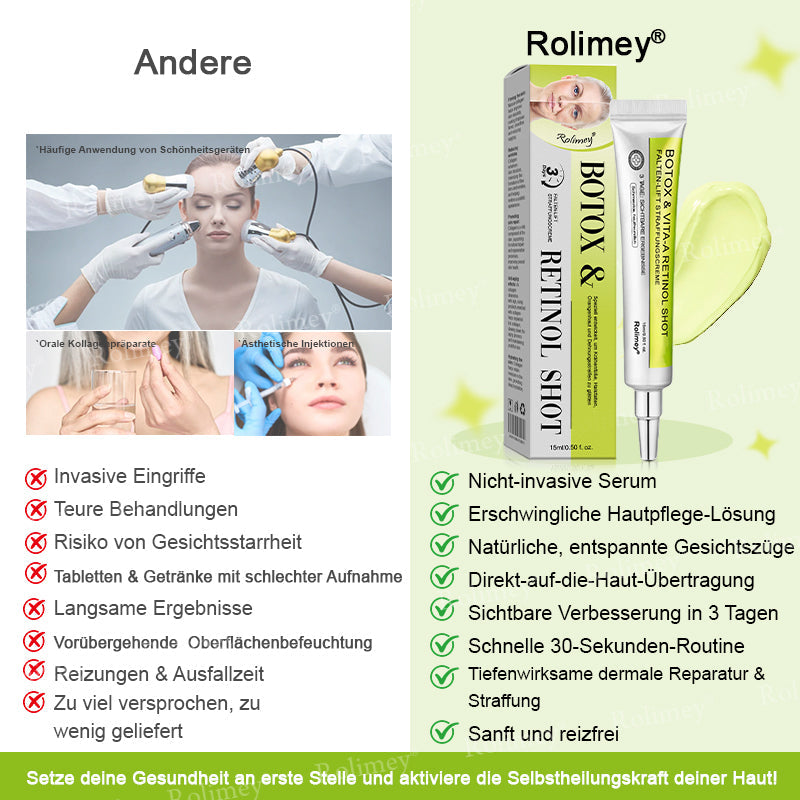 💫💫🍀Jetzt jugendliche Haut zurückgewinnen 💫Rolimey® Botox & Vita-A Retinol Shot Falten-Lift Straffungscreme👩‍🔬LETZTER TAG – 70 % RABATT